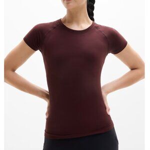 ATHLETA - Momentum Seamless Tee in Burgundy Garnet Size Large NEW $59 msrp
